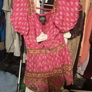 Angie Pink and Orange Patterned Dress